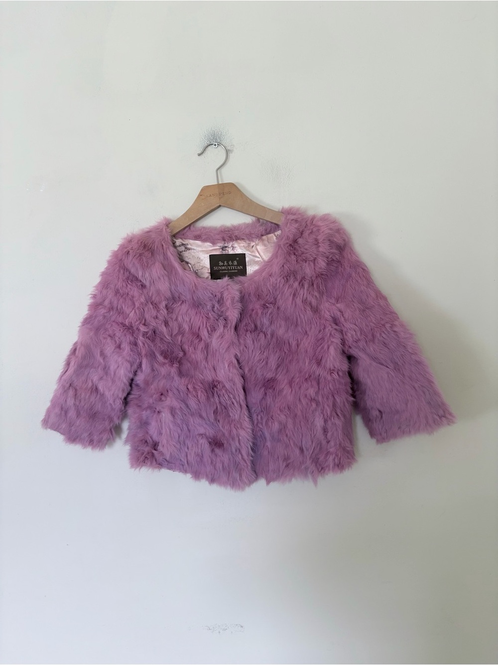 Vintage rabbit fur jacket in purple cropped M READ